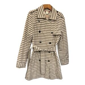 Banana Republic Gray & Ivory‎ Striped Trench Raincoat - Size M